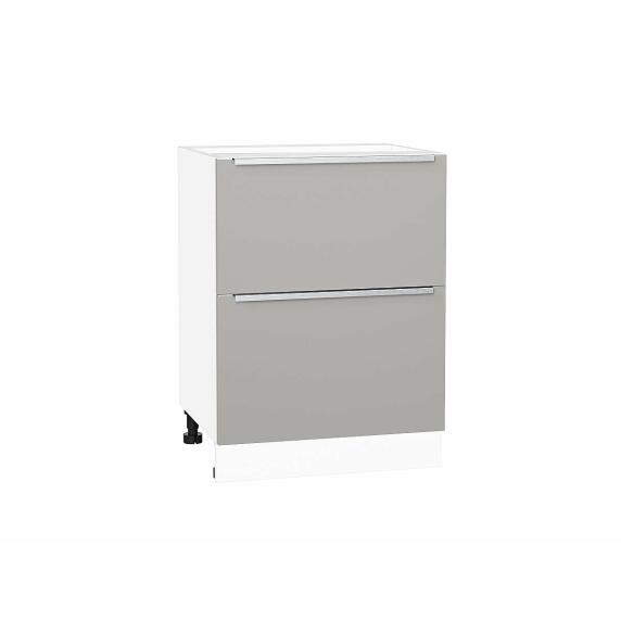 Шкаф нижний с 2-мя ящиками Фьюжн Silky Light Grey/Белый 816*600*480