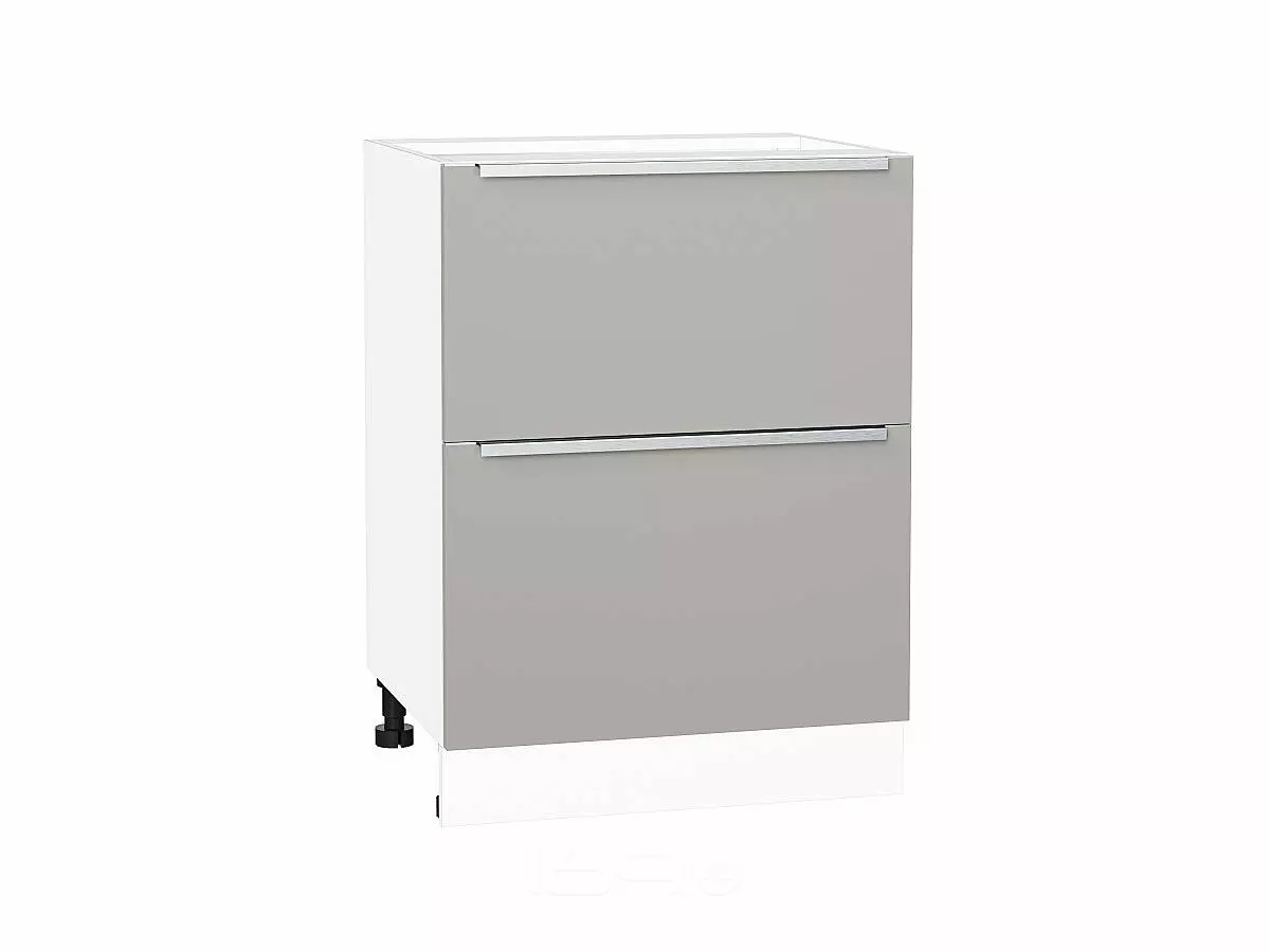 Шкаф нижний с 2-мя ящиками Фьюжн Silky Light Grey/Белый 816*600*480