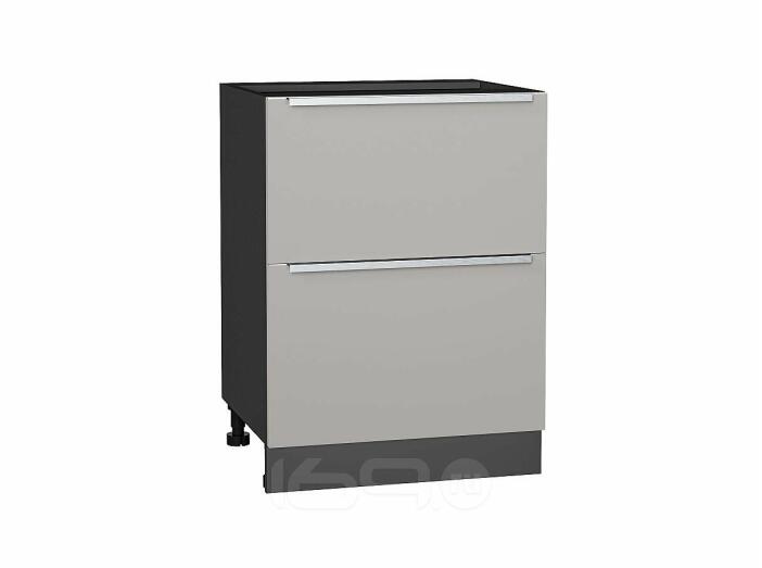 Шкаф нижний с 2-мя ящиками Фьюжн Silky Light Grey/Graphite 816*600*480