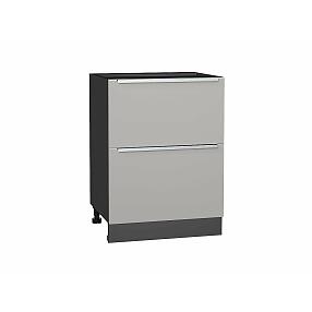 Шкаф нижний с 2-мя ящиками Фьюжн Silky Light Grey/Graphite 816*600*480