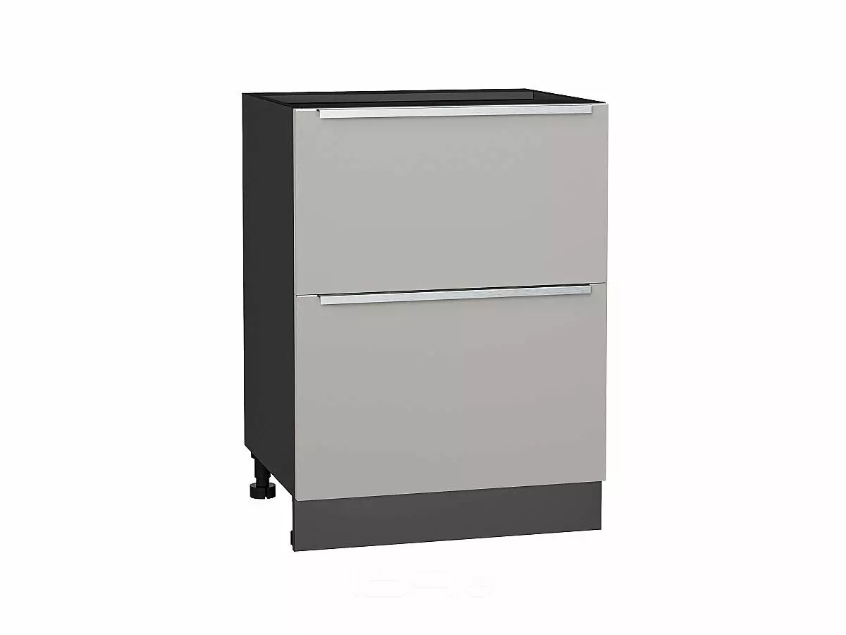 Шкаф нижний с 2-мя ящиками Фьюжн Silky Light Grey/Graphite 816*600*480