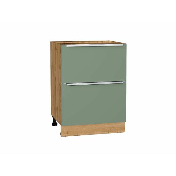 Шкаф нижний с 2-мя ящиками Фьюжн Silky Mint/Дуб Вотан 816*600*480