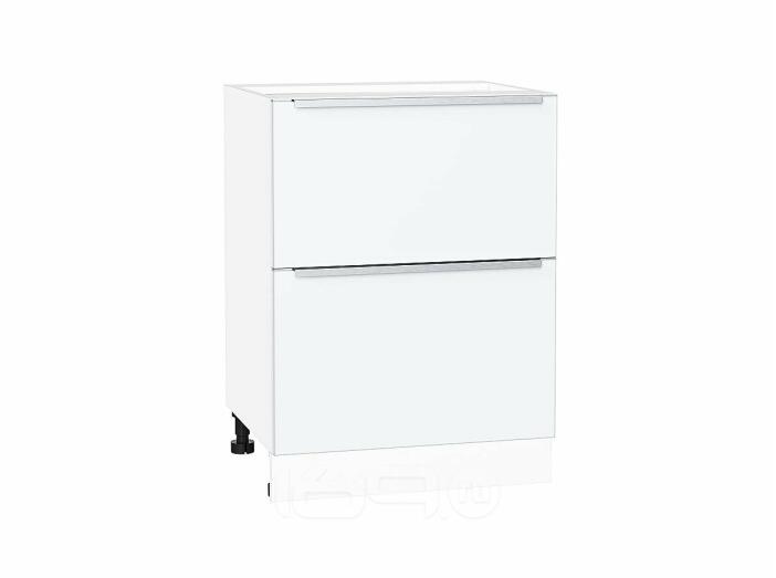 Шкаф нижний с 2-мя ящиками Фьюжн Silky White/Белый 816*600*480