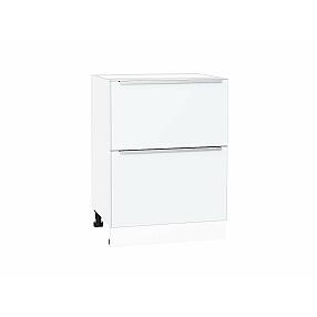 Шкаф нижний с 2-мя ящиками Фьюжн Silky White/Белый 816*600*480
