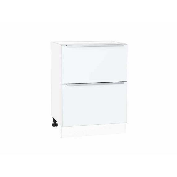 Шкаф нижний с 2-мя ящиками Фьюжн Silky White/Белый 816*600*480