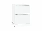 Шкаф нижний с 2-мя ящиками Фьюжн Silky White/Белый 816*600*480