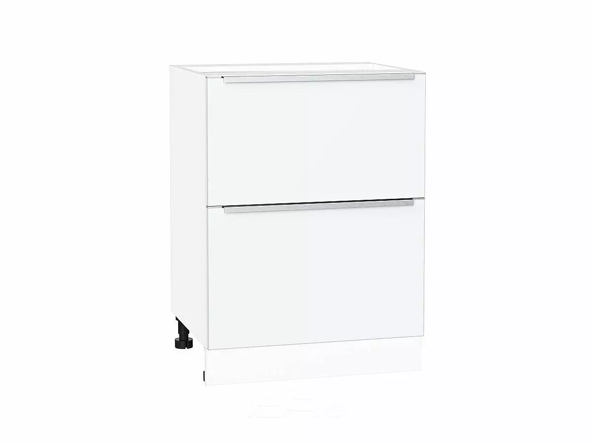 Шкаф нижний с 2-мя ящиками Фьюжн Silky White/Белый 816*600*480