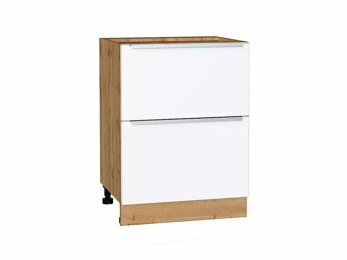 Шкаф нижний с 2-мя ящиками Фьюжн Silky White/Дуб Вотан 816*600*480