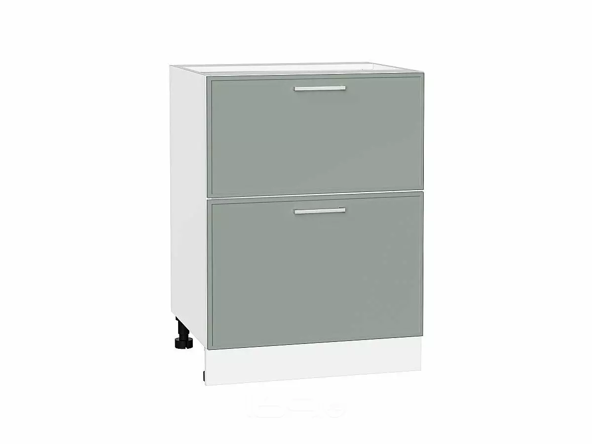 Шкаф нижний с 2-мя ящиками Квадро Аквамарин/Белый 816*600*481
