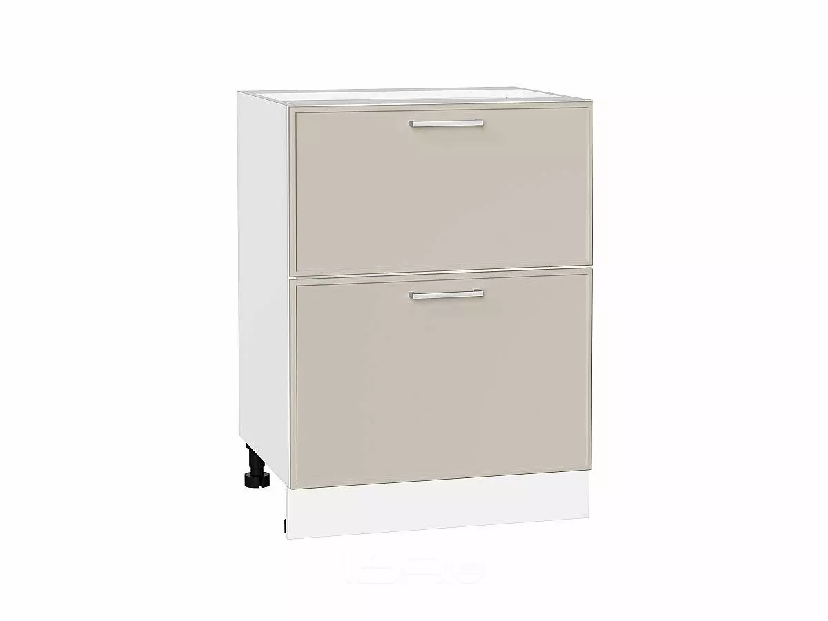 Шкаф нижний с 2-мя ящиками Квадро Кашемир/Белый 816*600*481