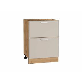 Шкаф нижний с 2-мя ящиками Квадро Кашемир/Дуб Вотан 816*600*481