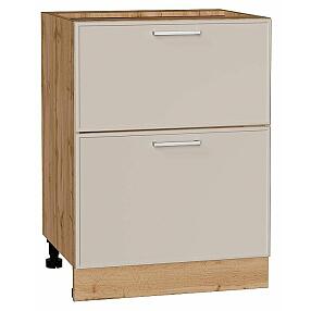 Шкаф нижний с 2-мя ящиками Квадро Кашемир/Дуб Вотан 816*600*481