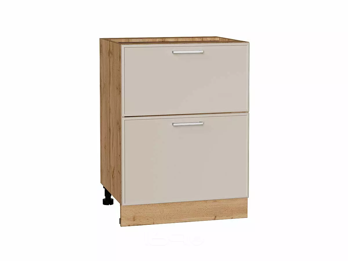Шкаф нижний с 2-мя ящиками Квадро Кашемир/Дуб Вотан 816*600*481