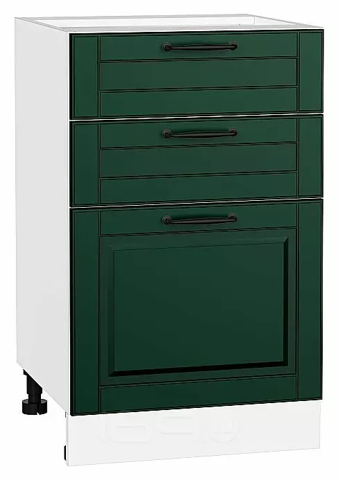 Шкаф нижний с 3-мя ящиками Дублин Special Green/Белый 816*500*478