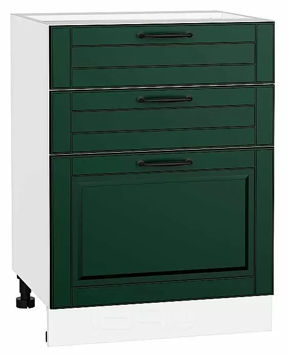 Шкаф нижний с 3-мя ящиками Дублин Special Green/Белый 816*600*478