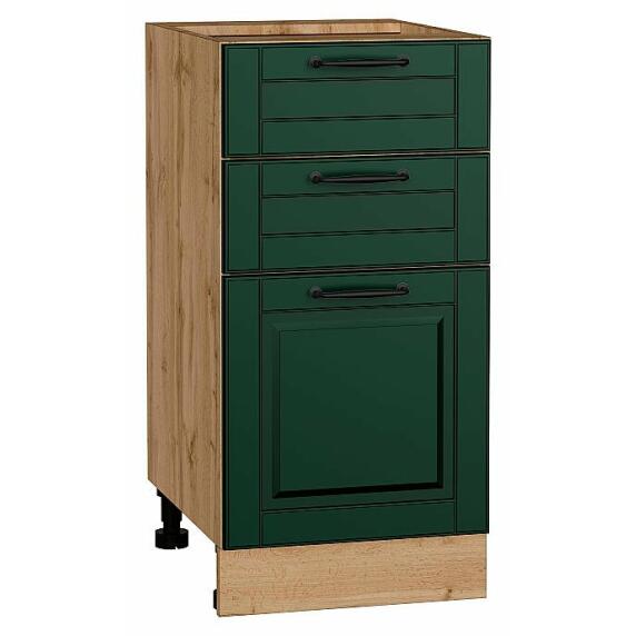 Шкаф нижний с 3-мя ящиками Дублин Special Green/Дуб Вотан 816*400*478