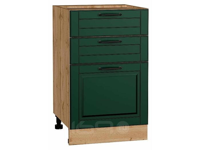 Шкаф нижний с 3-мя ящиками Дублин Special Green/Дуб Вотан 816*500*478