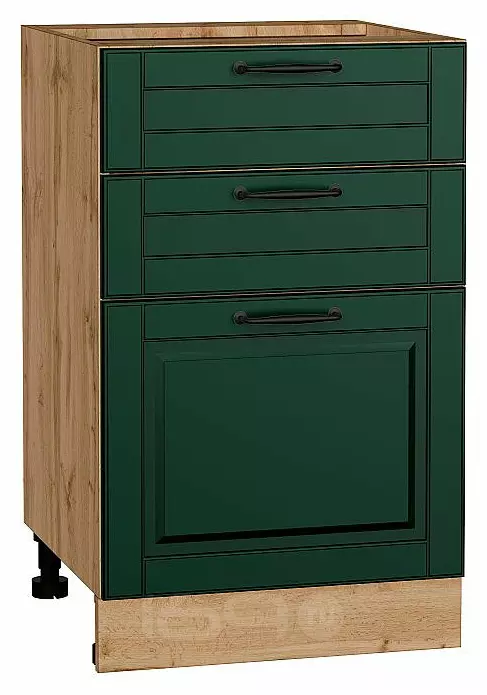 Шкаф нижний с 3-мя ящиками Дублин Special Green/Дуб Вотан 816*500*478