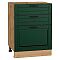 Шкаф нижний с 3-мя ящиками Дублин Special Green/Дуб Вотан 816*600*478