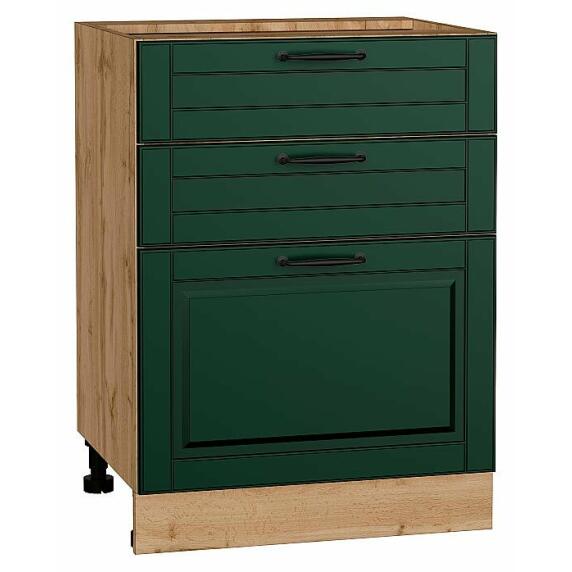 Шкаф нижний с 3-мя ящиками Дублин Special Green/Дуб Вотан 816*600*478