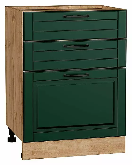 Шкаф нижний с 3-мя ящиками Дублин Special Green/Дуб Вотан 816*600*478