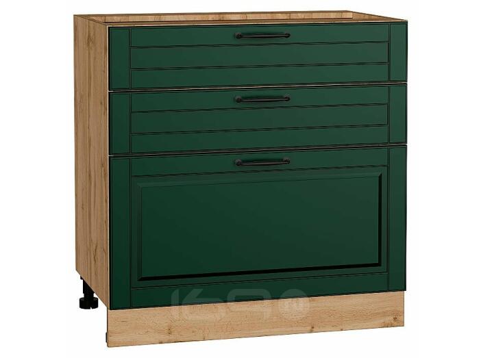 Шкаф нижний с 3-мя ящиками Дублин Special Green/Дуб Вотан 816*800*478
