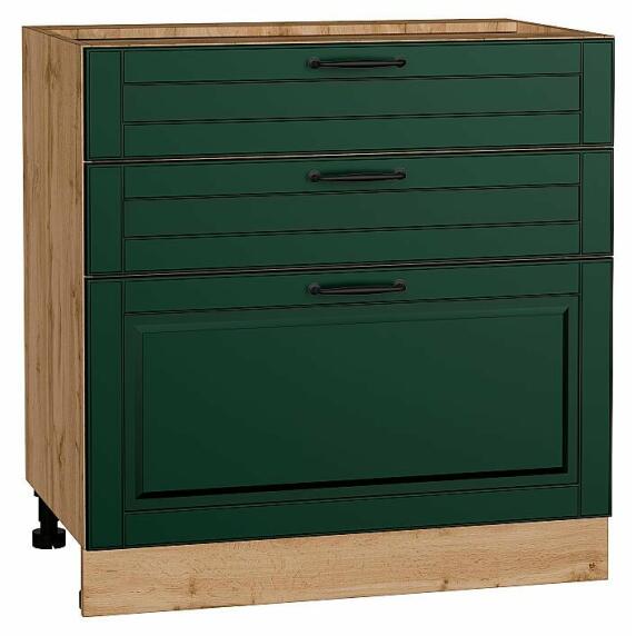 Шкаф нижний с 3-мя ящиками Дублин Special Green/Дуб Вотан 816*800*478