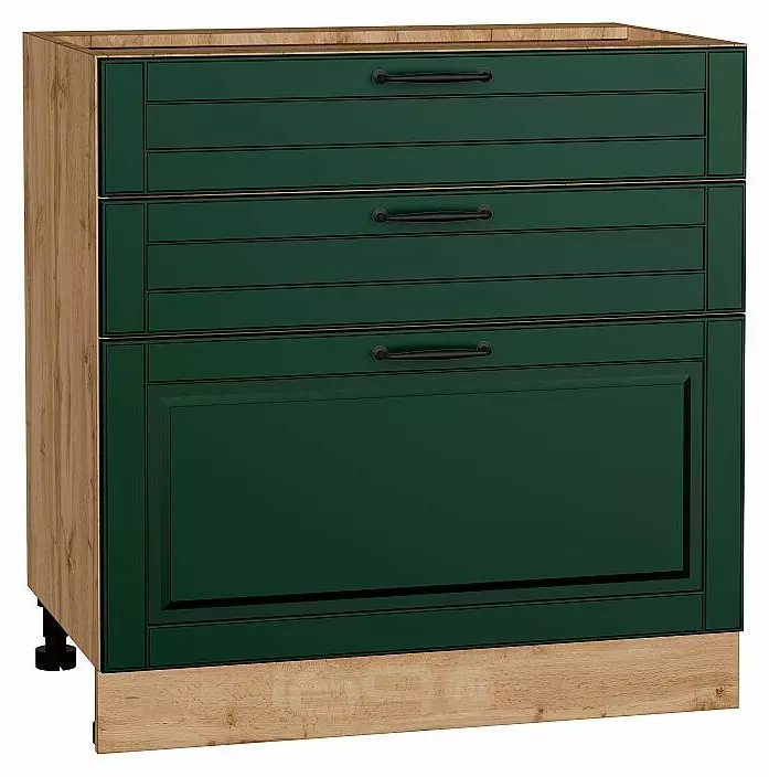 Шкаф нижний с 3-мя ящиками Дублин Special Green/Дуб Вотан 816*800*478