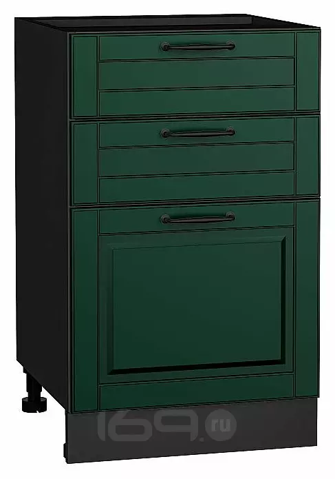Шкаф нижний с 3-мя ящиками Дублин Special Green/Graphite 816*500*478