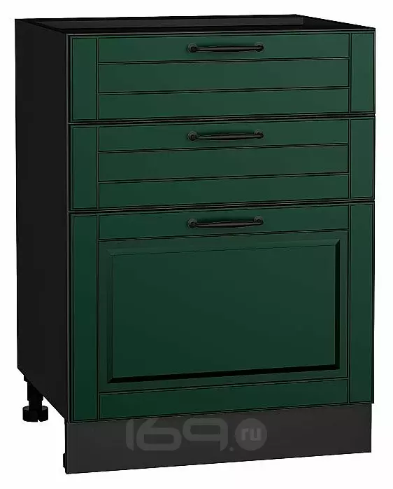 Шкаф нижний с 3-мя ящиками Дублин Special Green/Graphite 816*600*478