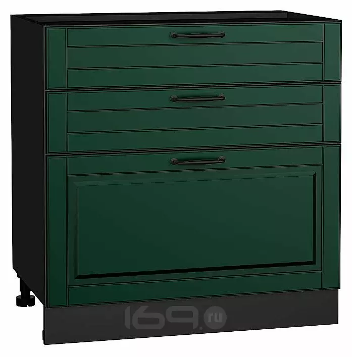 Шкаф нижний с 3-мя ящиками Дублин Special Green/Graphite 816*800*478