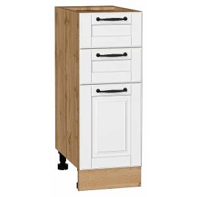 Шкаф нижний с 3-мя ящиками Дублин Special White/Дуб Вотан 816*300*478