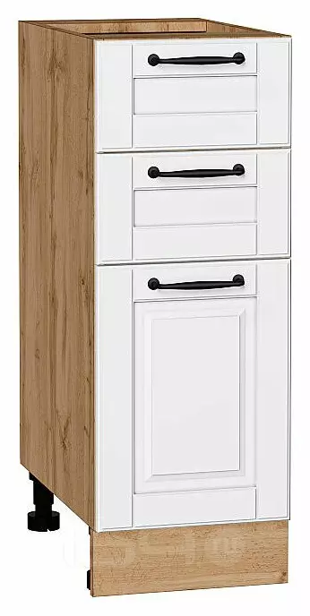 Шкаф нижний с 3-мя ящиками Дублин Special White/Дуб Вотан 816*300*478