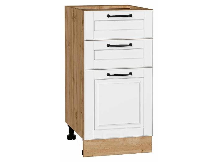 Шкаф нижний с 3-мя ящиками Дублин Special White/Дуб Вотан 816*400*478