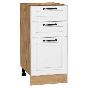 Шкаф нижний с 3-мя ящиками Дублин Special White/Дуб Вотан 816*400*478