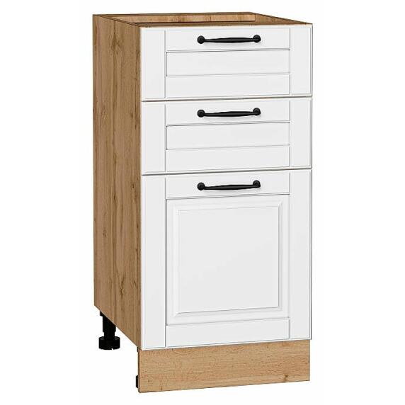 Шкаф нижний с 3-мя ящиками Дублин Special White/Дуб Вотан 816*400*478