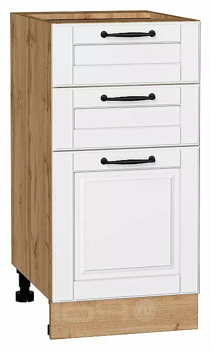 Шкаф нижний с 3-мя ящиками Дублин Special White/Дуб Вотан 816*400*478