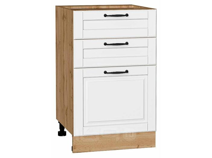 Шкаф нижний с 3-мя ящиками Дублин Special White/Дуб Вотан 816*500*478