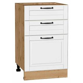 Шкаф нижний с 3-мя ящиками Дублин Special White/Дуб Вотан 816*500*478