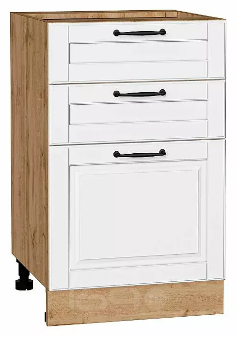 Шкаф нижний с 3-мя ящиками Дублин Special White/Дуб Вотан 816*500*478