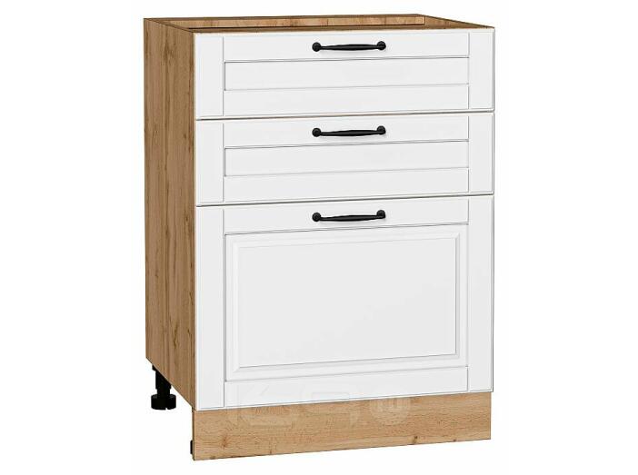 Шкаф нижний с 3-мя ящиками Дублин Special White/Дуб Вотан 816*600*478