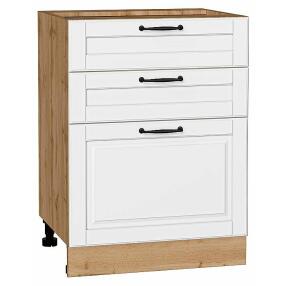 Шкаф нижний с 3-мя ящиками Дублин Special White/Дуб Вотан 816*600*478