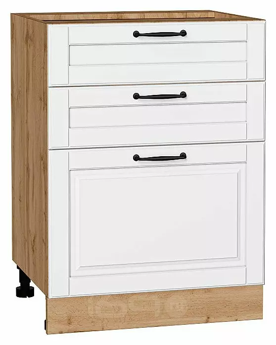Шкаф нижний с 3-мя ящиками Дублин Special White/Дуб Вотан 816*600*478