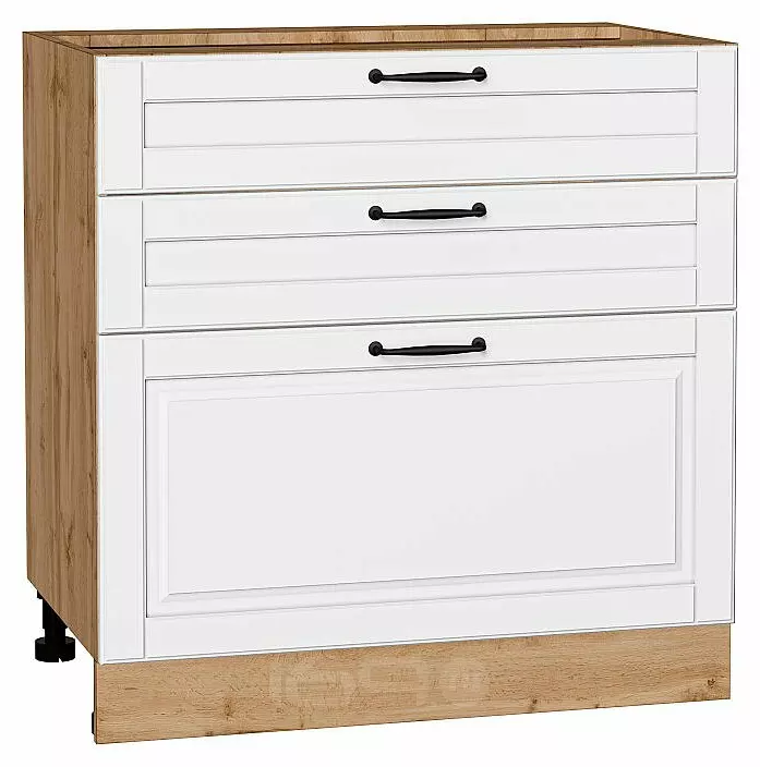 Шкаф нижний с 3-мя ящиками Дублин Special White/Дуб Вотан 816*800*478