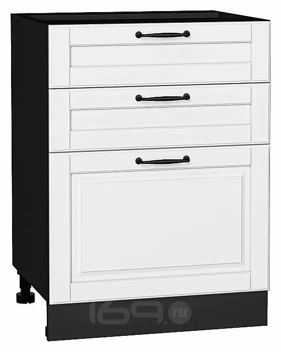 Шкаф нижний с 3-мя ящиками Дублин Special White/Graphite 816*600*478