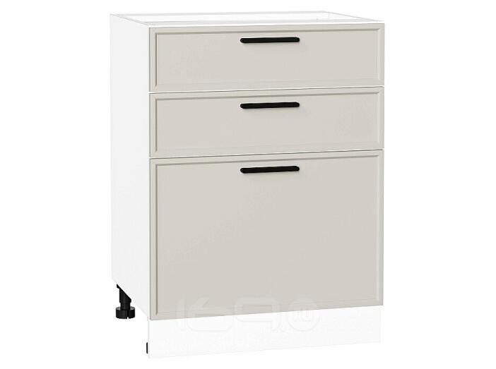 Шкаф нижний с 3-мя ящиками Фрейм Cream Silk Белый 816*600*484