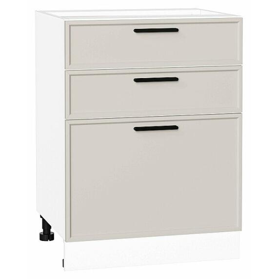 Шкаф нижний с 3-мя ящиками Фрейм Cream Silk Белый 816*600*484