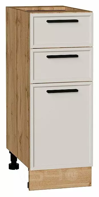 Шкаф нижний с 3-мя ящиками Фрейм Cream Silk Дуб Вотан 816*300*484