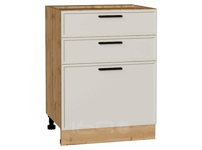 Шкаф нижний с 3-мя ящиками Фрейм Cream Silk Дуб Вотан 816*600*484
