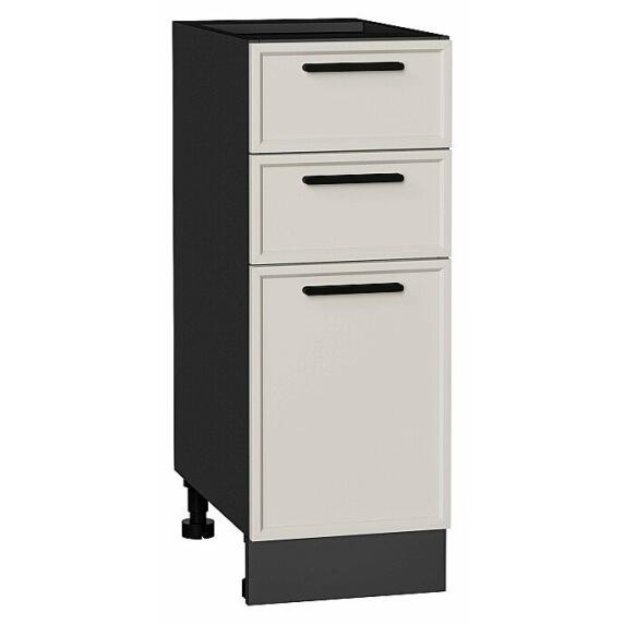Шкаф нижний с 3-мя ящиками Фрейм Cream Silk Graphite 816*300*484